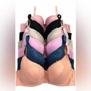 🆕 Secret 6 Pack of Color Print T-Shirt Bras B Cup C Cup and D Cup